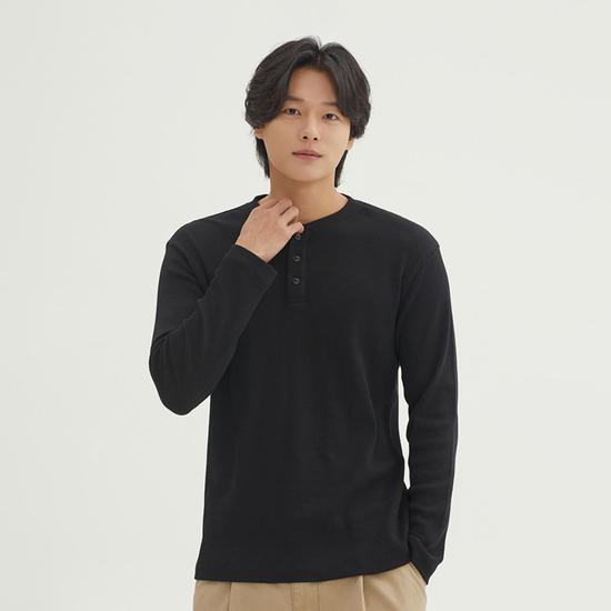 Spao Waffle Henley Long Sleeve T-Shirt SPLWF49C03