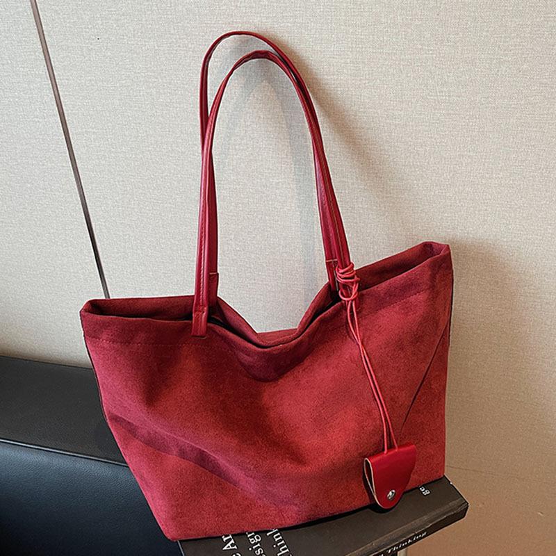 Suede Bag Women's Large Capacity Autumn and Winter Shoulder Bag Matte Retro Commuter Tote Bag