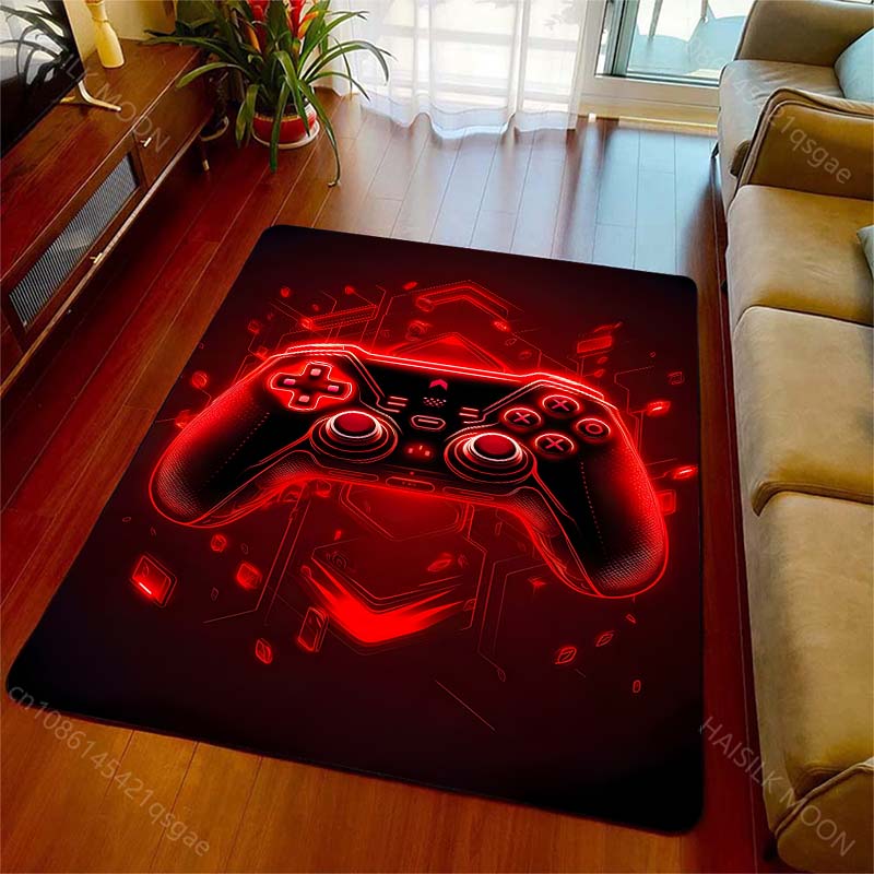 Multiple sizes Glowing red gaming controller Carpet for Living Room Bedroom Sofa Home Decor Rus Non-slip Floor Mat Luxury Gift