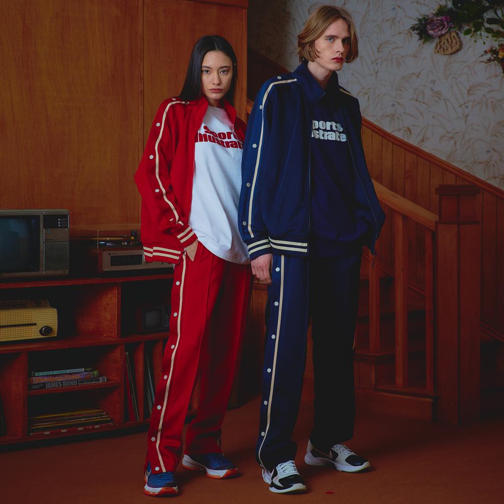 SPORTS ILLUSTRATED Basketball Side Button Track Pants (Red)