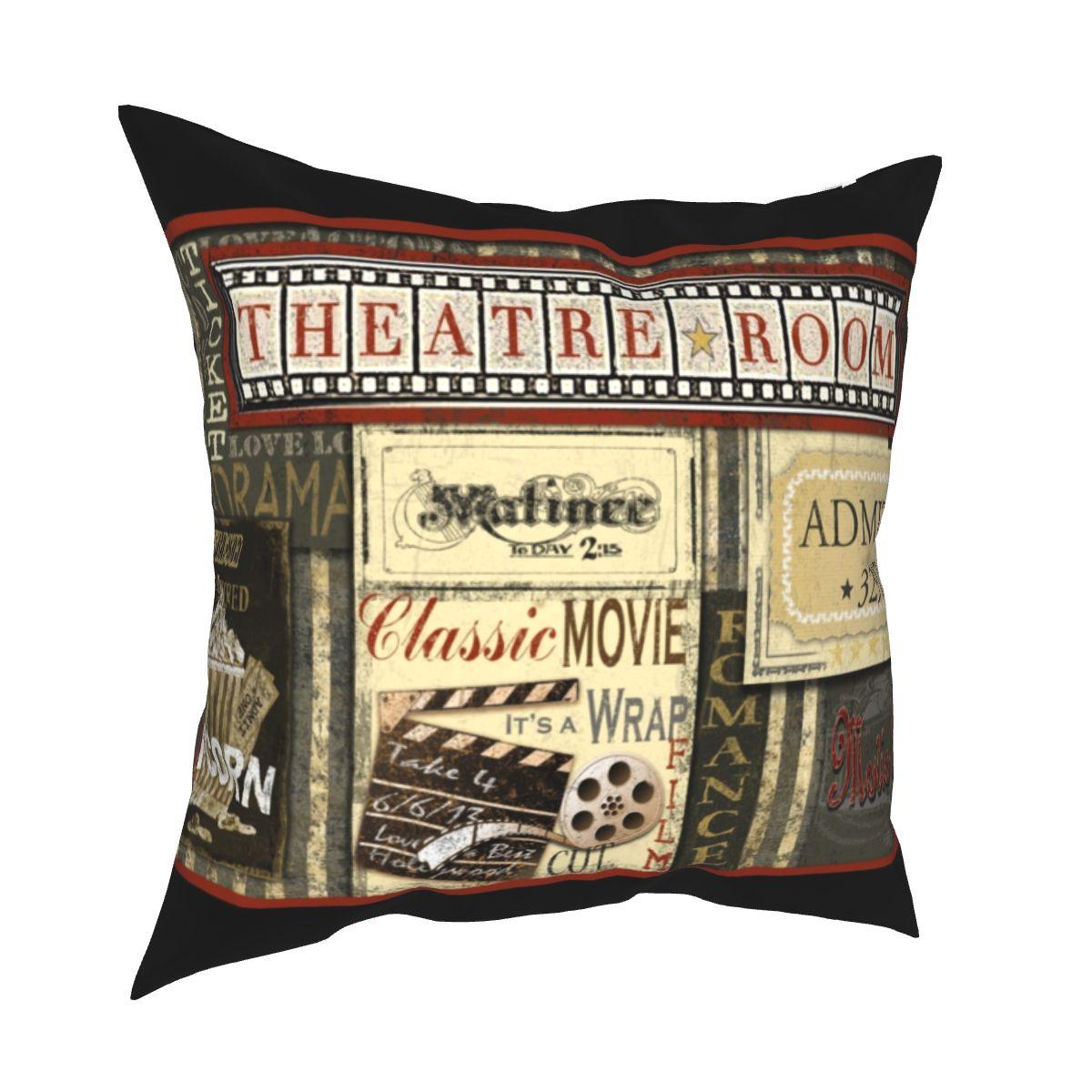 

Vintage Cinema Ticket Cushion Covers Car Decor Pillowcases Retro Movie Making 40x40cm