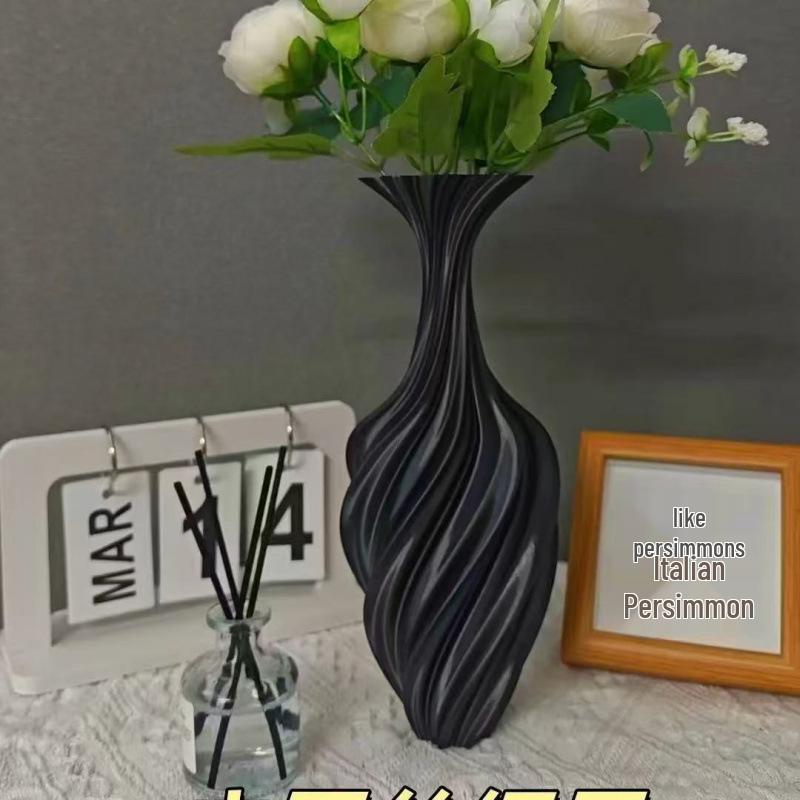 Minimalist Nordic 3D-Printed Twisted Abstract Floral Vase