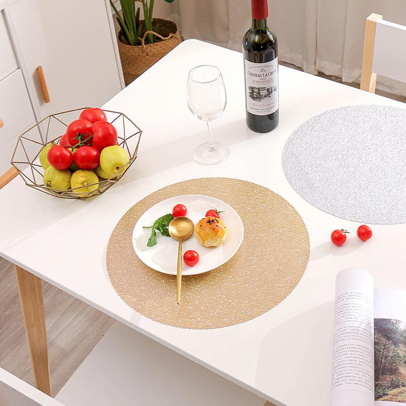 38 см круглый ПВХ серебристо-золотой коврик для кухонного обеденного стола изоляционная — фото 4