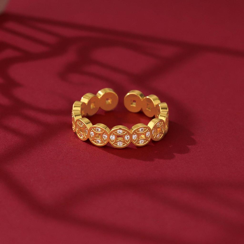 Bague Ouverte Style Chinois Rétro en Cuivre 2025 pour Femmes – Design Simple et Polyvalent