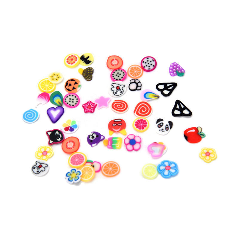 1000pcs 3D Fruit Animals Fimo Slice Clay DIY Nail Art Tips Sticker Decoration