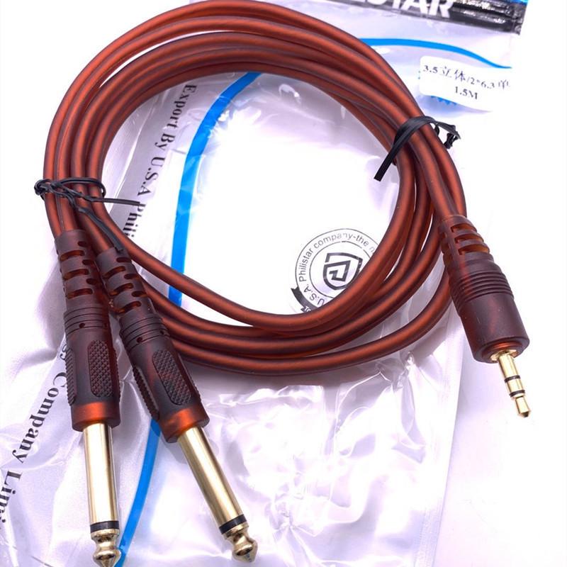 Gold-Plated 3.5mm to Dual 6.35mm Audio Adapter Cable for Mixers