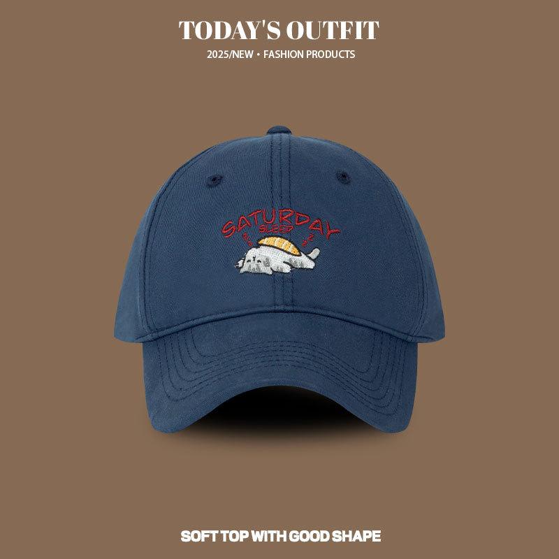 New Kitten Embroidered Baseball Cap Summer Sun Hat Women Sun Protection Face Primary School Students Casual Small Head Baseball Cap