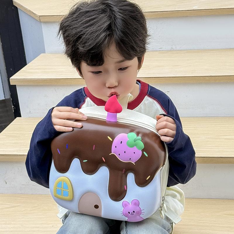 Zaino Carino Per Bambini Zaino Per Scuola Materna Zaino A Spalla Doppia Con Cartone Animato Gelato Guscio D'uovo Zaino Leggero Per Neonati Che Escono