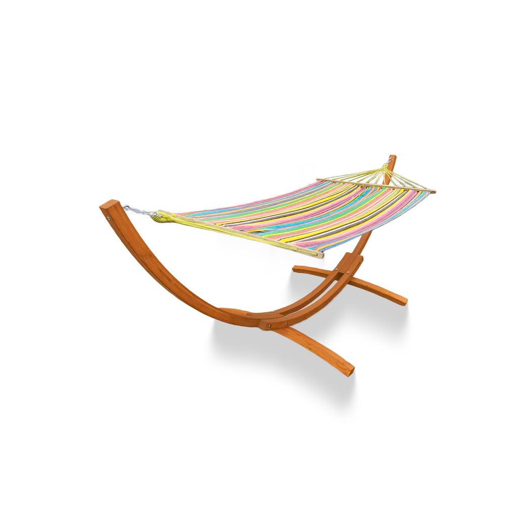 Outdoor Balcony Rocking Chair and Swing Hammock with Wooden Stand