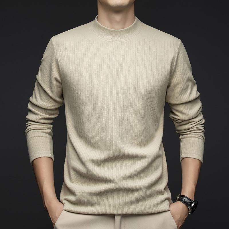 Autumn Men's Sweater High-end Long-sleeved Bottoming Shirt Men's Casual Semi-turtleneck Pullover