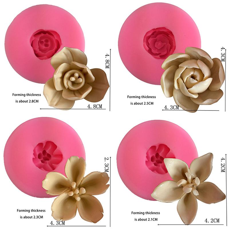 3D Flower Silicone Mold Cake Fondant Candle Clay Cupcake Jelly Candy Chocolate Decoration Durable Baking Mould
