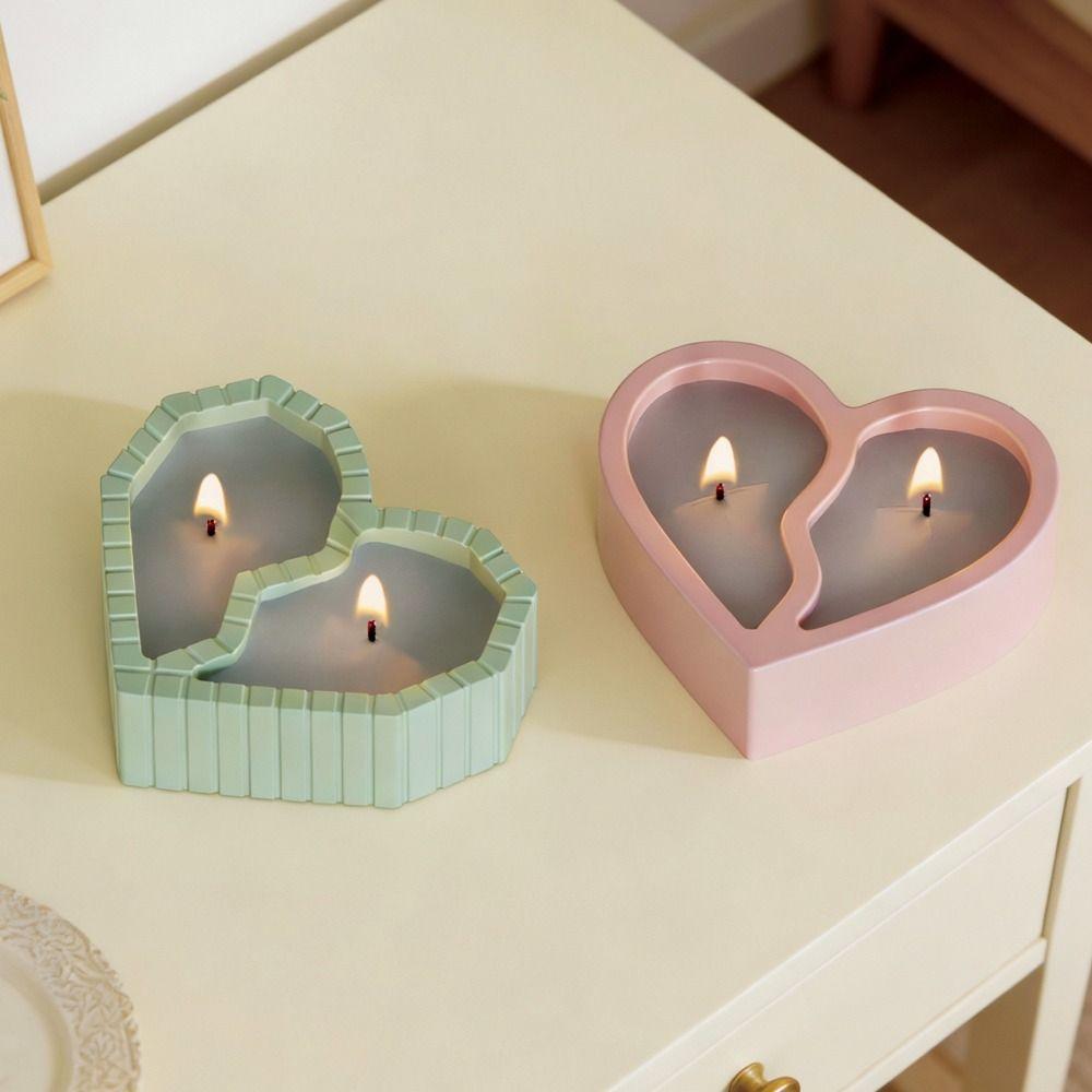 Creative DIY Silicone Mold Heart-shaped Candle Cup Molds Unique 3D Plaster Mold  Home Decor