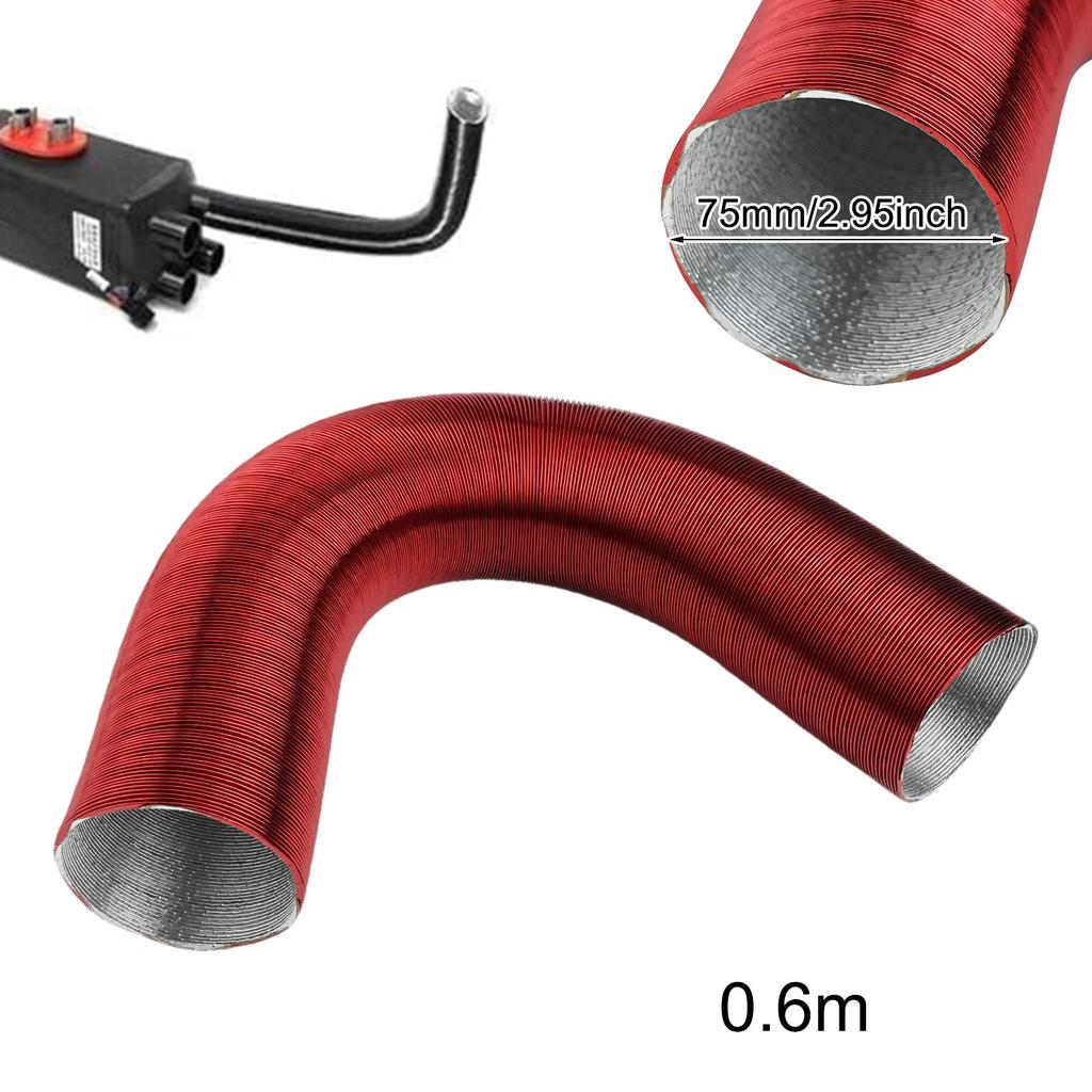 60-300cm Heater Flexible Aluminium Duct Hose Pipe 75mm Diameter Heat Resistant Inner Diameter 76mm-3 Meters (elongated) Red