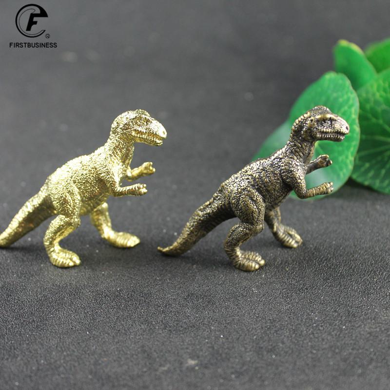 Copper Anicent Animal Tyrannosaurus Rex Statue Car Decoration Craft Home Decor Accessories Retro Brass Dinosaur Miniature Figure