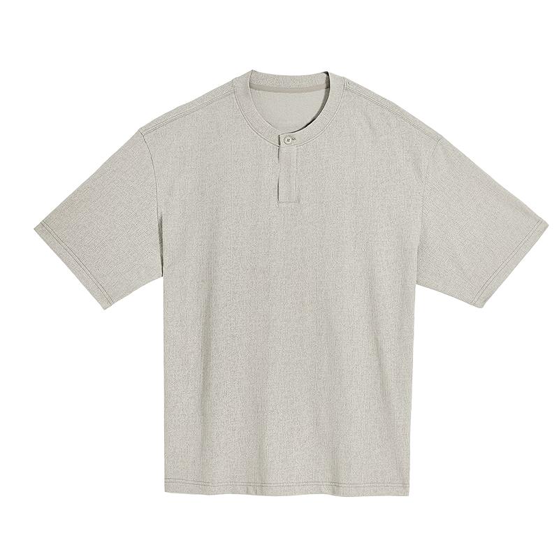 HAUT TON Men s Cooling Linen-Texture Henley Short Sleeve T-Shirt 6081 XL