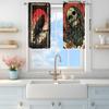 2pcs Skeleton and Crow Printed Curtain for Halloween Home Decor - Rod Pocket Window Treatment for Bedroom, Office, Kitchen