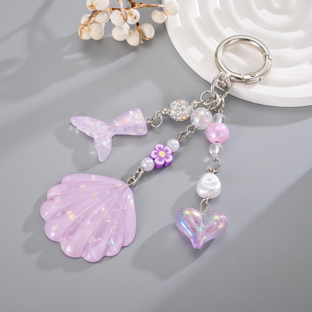 Colorful Sequin Mermaid Phone Charm & Shell Pendant Chain
