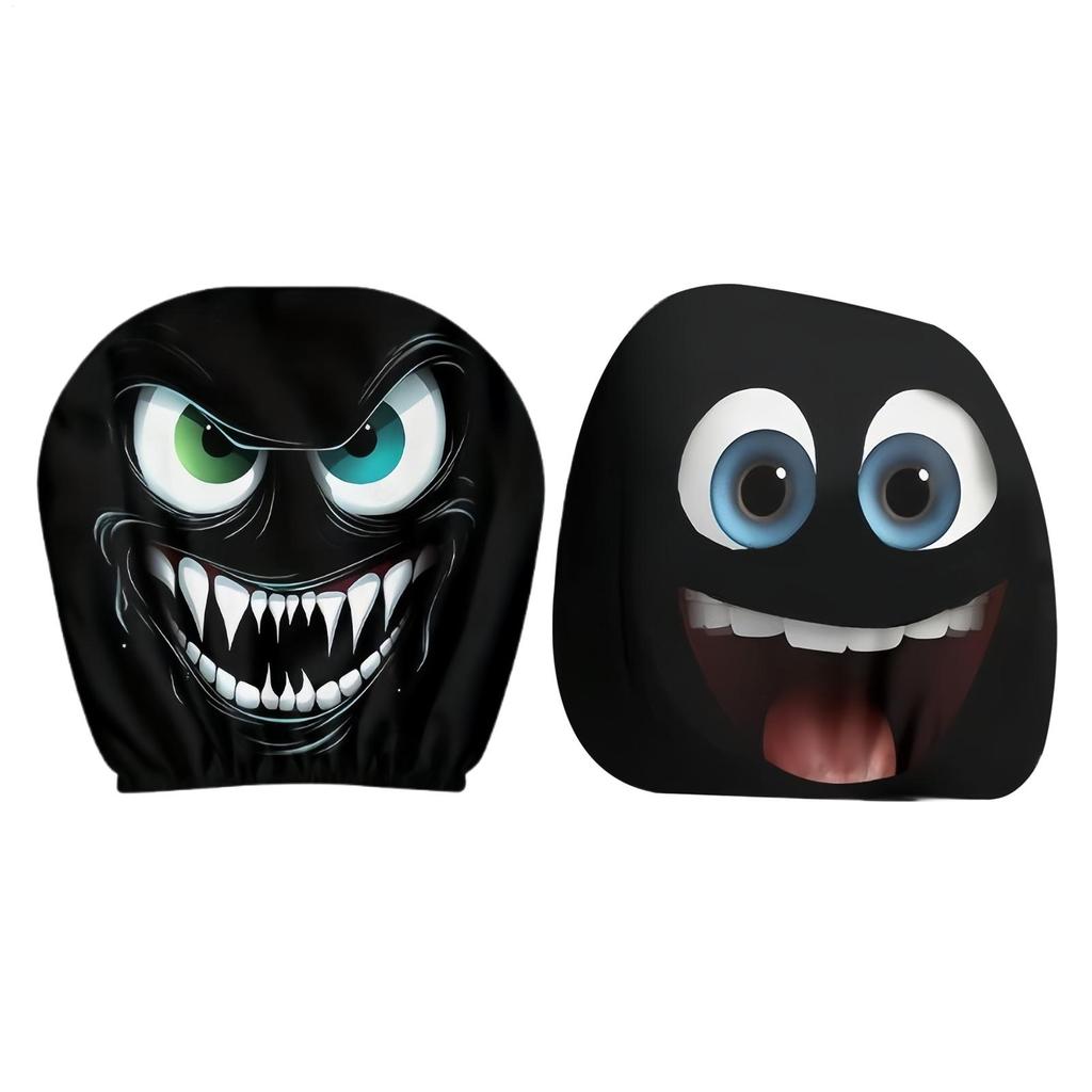Funny Big Eyes Headrest Covers 2PCS Halloween Auto Accessories Gift For Car Party Decoration, Driver Passenger for Women Men