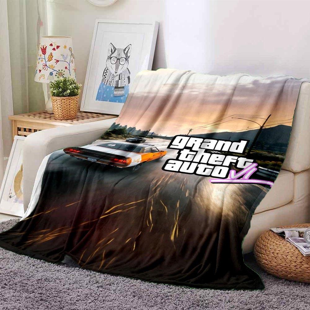 1pc Grand Theft Auto Soft Flannel Blanket with Designer Print A cozy blanket for all seasons, perfect for the couch, bed, office