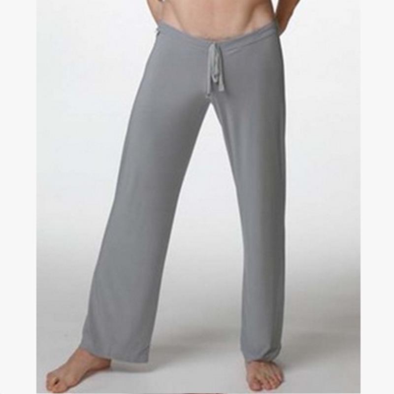 Pánské prodyšné volné pyžamové kalhoty - Hladké, chladivé a ležérní dlouhé domácí oblečení