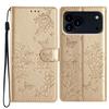 For iPhone 17 Pro Max Wallet Phone Case Butterfly Floral Imprint Leather Flip Cover with Strap
