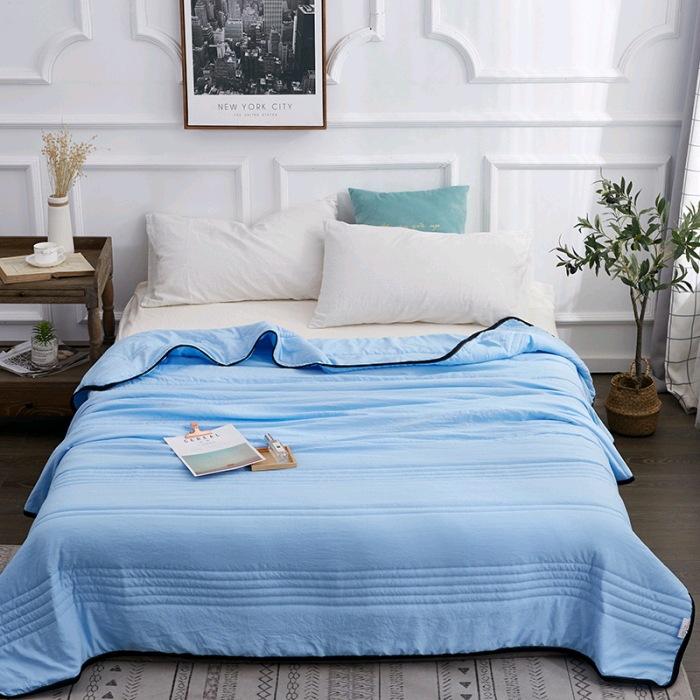 Solid Color Washed Cotton Summer Cool Quilt with Air Conditioning, Children's Quilt, Double Person Student Thin Quilt, Summer Cool Quilt