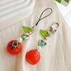 Cherry Tomato Pendant Keyring Sweet Keychain Backpack Decoration Bowknot Keyholder Phone Chain Jewelry Ornament Accessories