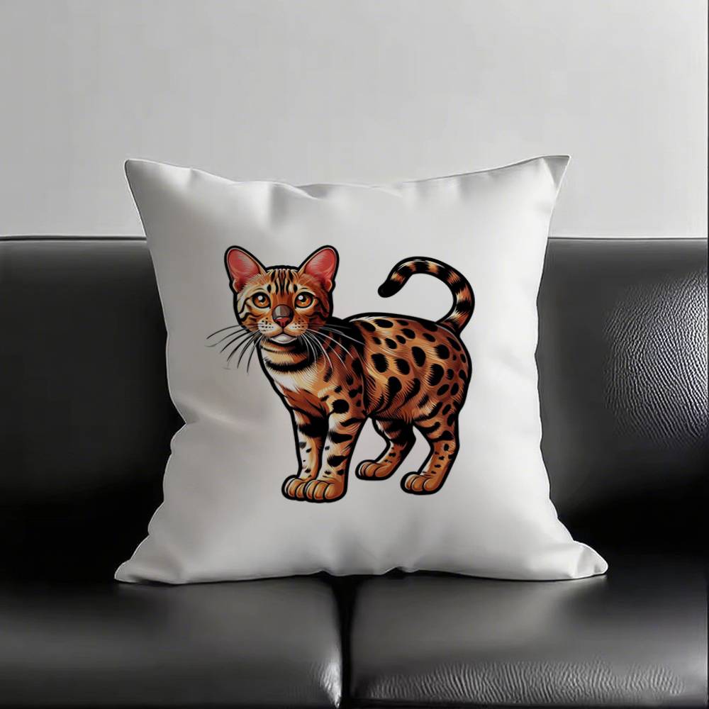 1 Stück Bengal Katze Kissenbezug Quadratisch Schlafzimmer Sofa Freizeit Komfort Kissen Auto Wohnzimmer Heimdekoration