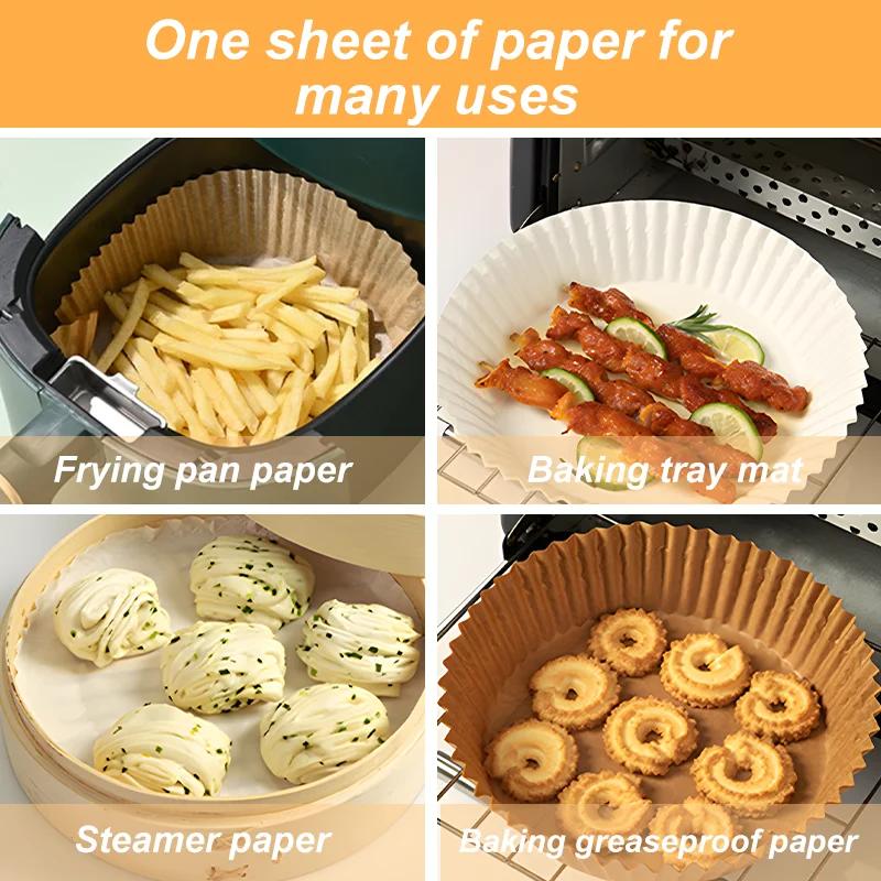 50/100Pcs Air Fryer Disposable Paper Non-Stick Airfryer Baking Papers Round Air-Fryer Paper Liners Paper Kitchen Accessories