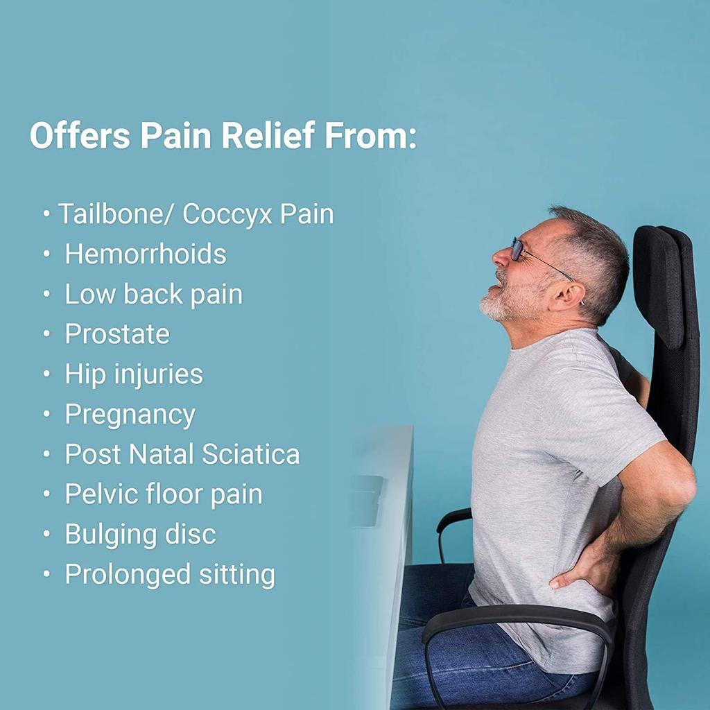 Donut Pillow Seat Cushion Orthopedic Design| Tailbone & Coccyx Memory Foam Pillow | Relieve Pain and Pressure for Hemorrhoid, Pregnancy Post Natal,