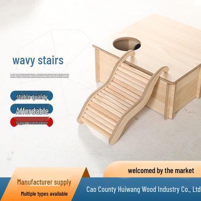 Zweietagiges Holz-Kletterspielzeug und Laufrad für Hamster