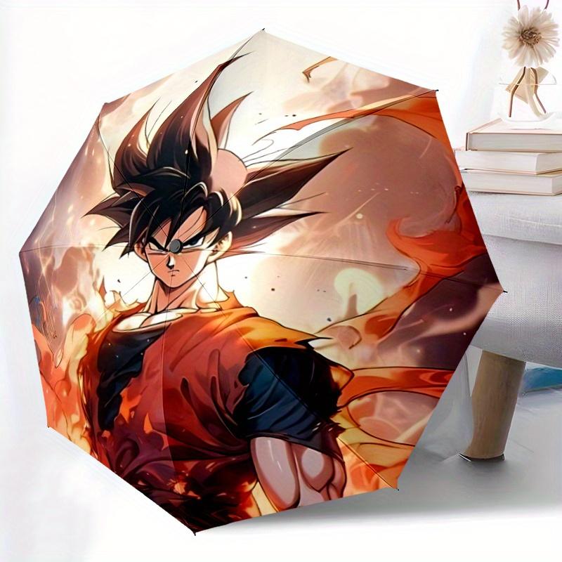 1pc Super Saiyan Goku Automatic Opening and Closing Umbrella - Lightweight 3-Fold Design, Suitable for Fans, Travel, Daily Use, Interesting Shape, Con