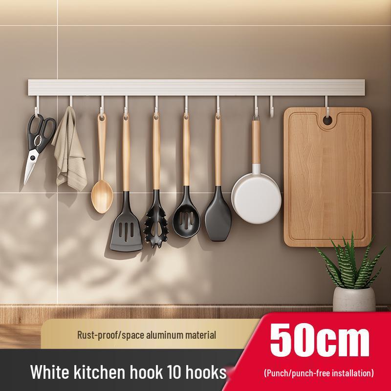 Multi-Functional Wall-Mounted Kitchen Hook Rack for Utensil Storage