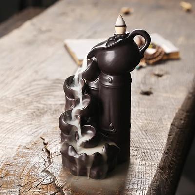 1 adet Seramik El Sanatları Çaydanlık Ev Süsleri Geri Akışlı Tütsülük Ev Ofis Dekoru (Tütsüsüz)