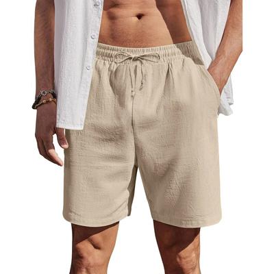 Herren Baumwolle Leinen Shorts Strandstil Leicht Atmungsaktiv Lässige Kurze Hosen Urlaub Hawaii Lockere Passform Bequeme Shorts