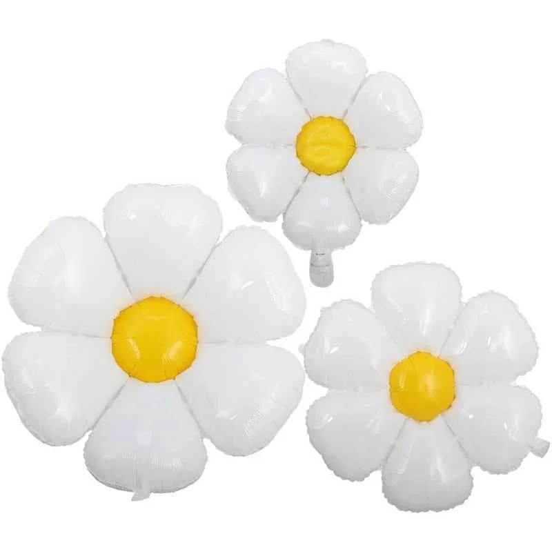 White Daisy Flower Balloons Multi Size Sunflower Foil Balloon Plumeria Helium Ball for Birthday Wedding Party Decor Baby Shower