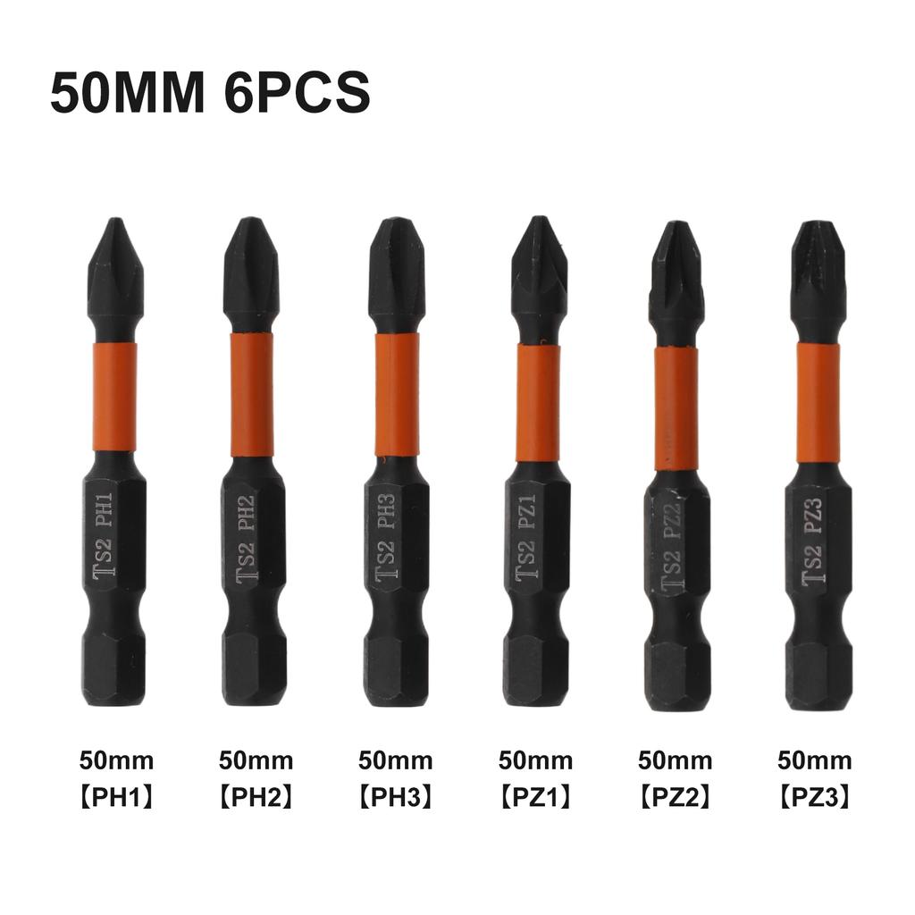 6pcs Magnetic Cross Screwdriver Bits Set PH1 PH2 PH3 PZ 1 PZ 2 PZ3 1/4 Hex Screw Driver Bit Screwdriver Bit Holder Hand Tools