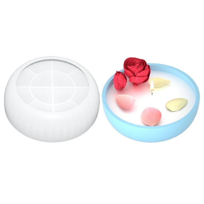Round Candle Holder Resin Tray Silicone Mold for Crafting Candle Holder Jewelry Tray Gypsum Ornament Home Decorations 1