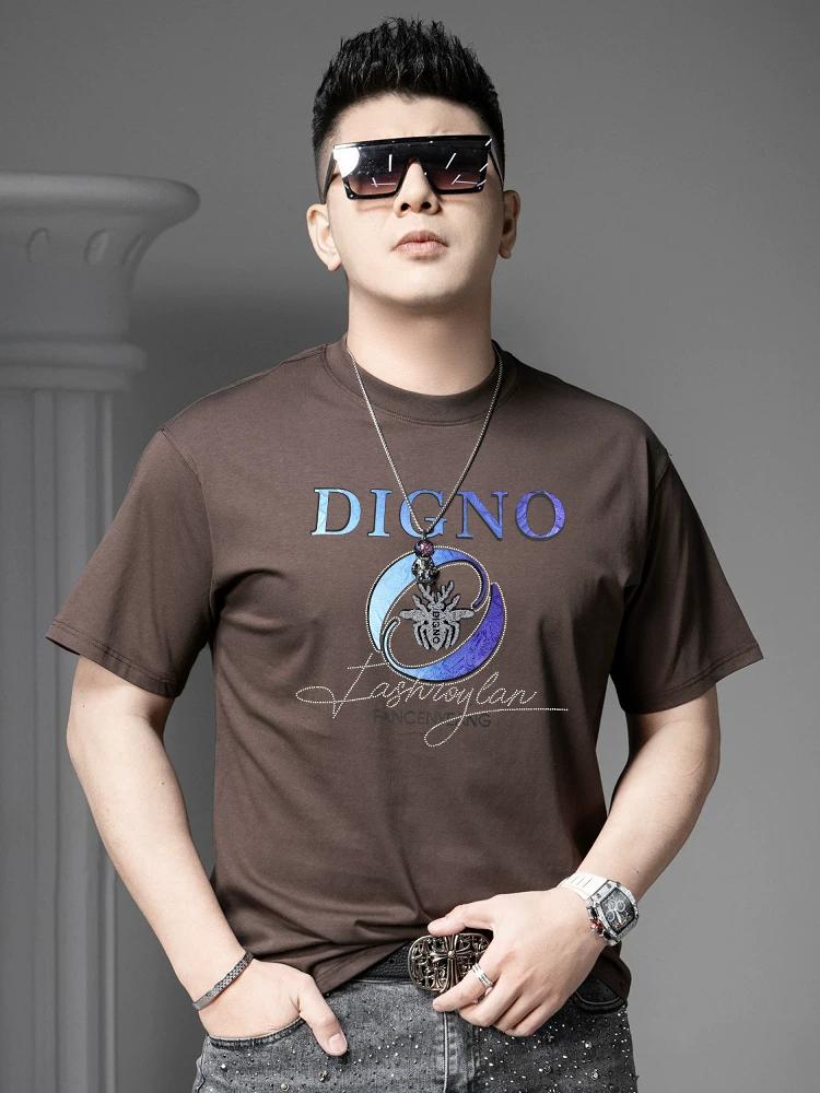 Ozhouzhan 2025 New Trendy Letter Gilding Short sleeve T-shirt Men s Summer Trendy Brand Loose Half Sleeve T-shirt S белый