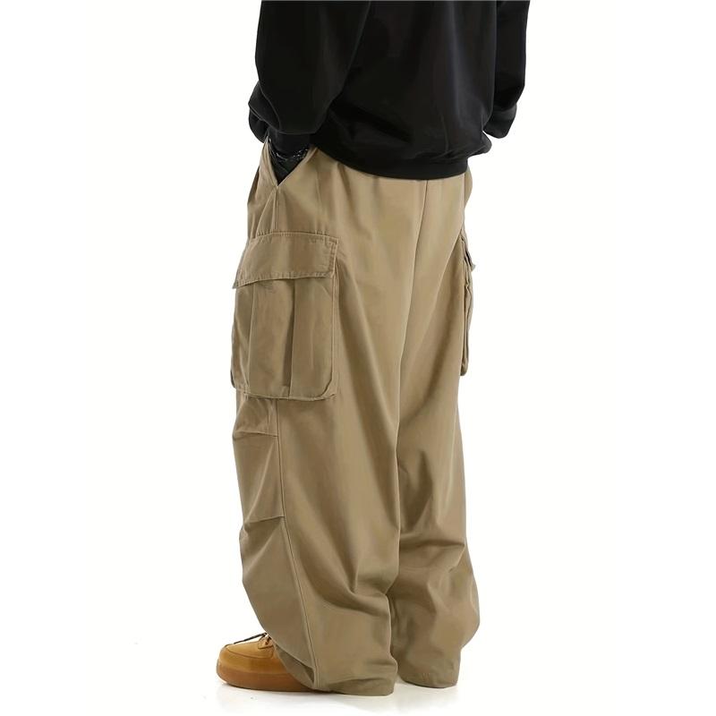 Men's Summer American Retro Overalls, All-match Solid Color, Outdoor Slim Straight Casual Trousers