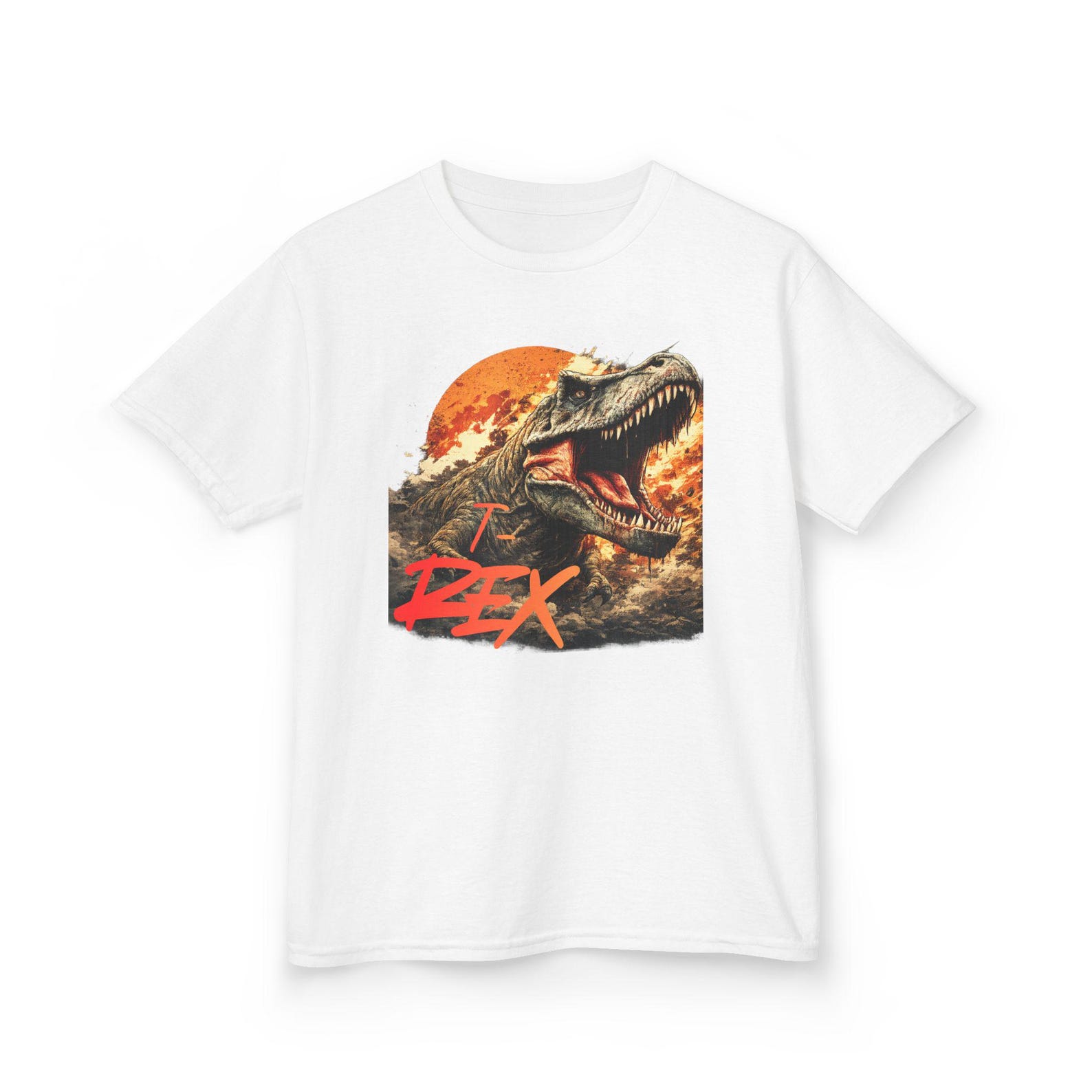 Roaring Raptor T-Red Dinosaur Kids Tee - Velociraptor T-Rex Graphic XL