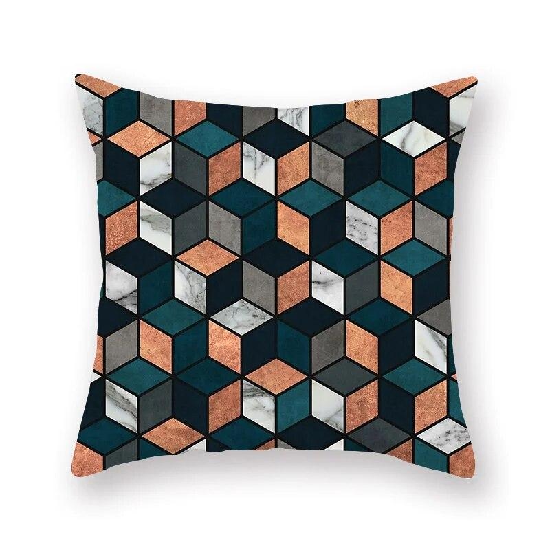 Nordic fashion turquoise geometric pillowcase striped splicing sofa chair bedside cushion cover 45x45cm room bedroom home decor