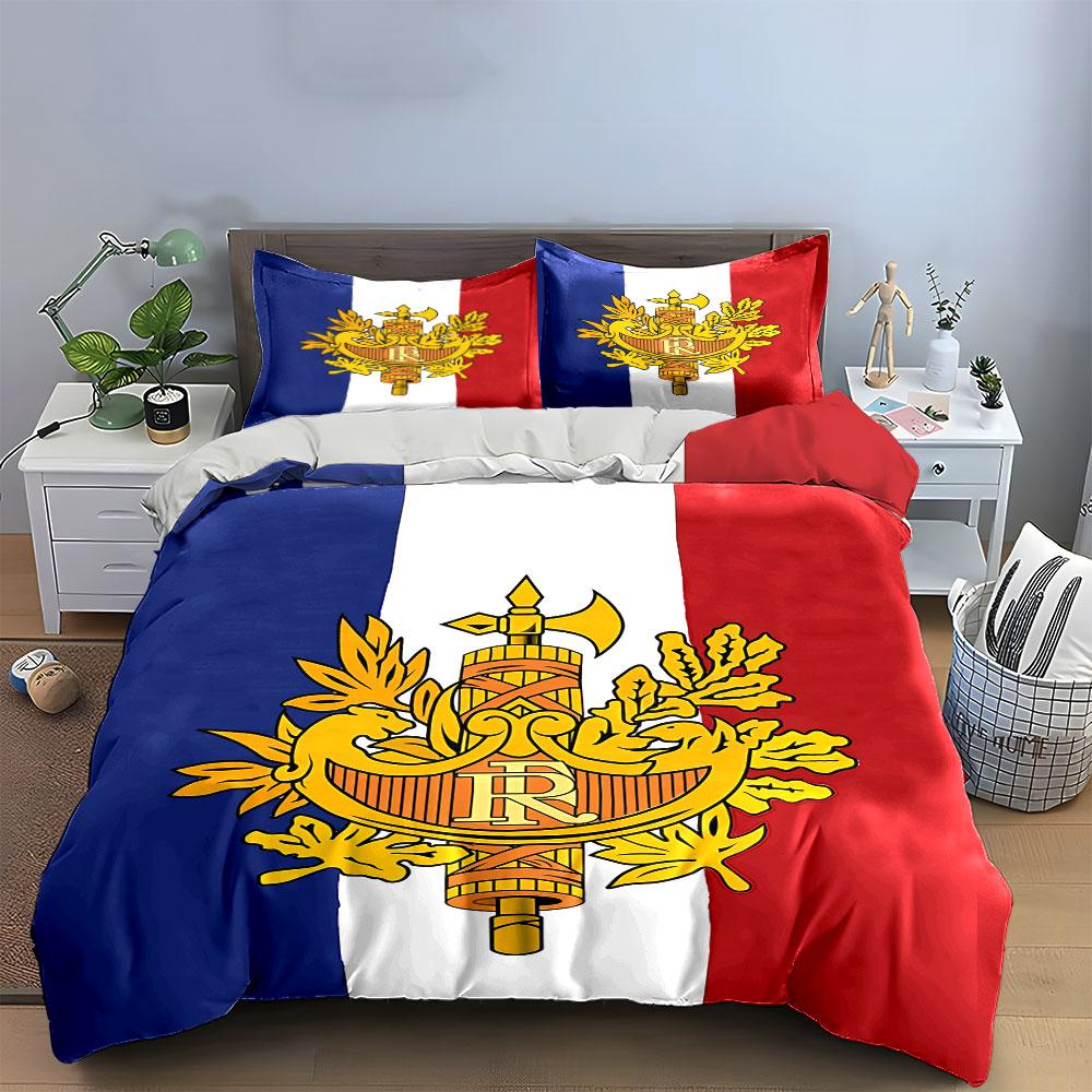 Französische Flagge Bettwäscheset Bettwäsche Bettbezugset Bettbezug Kissenbezüge  (1 * Bettbezug 2 * Kissenbezüge, ohne Bettdecke)