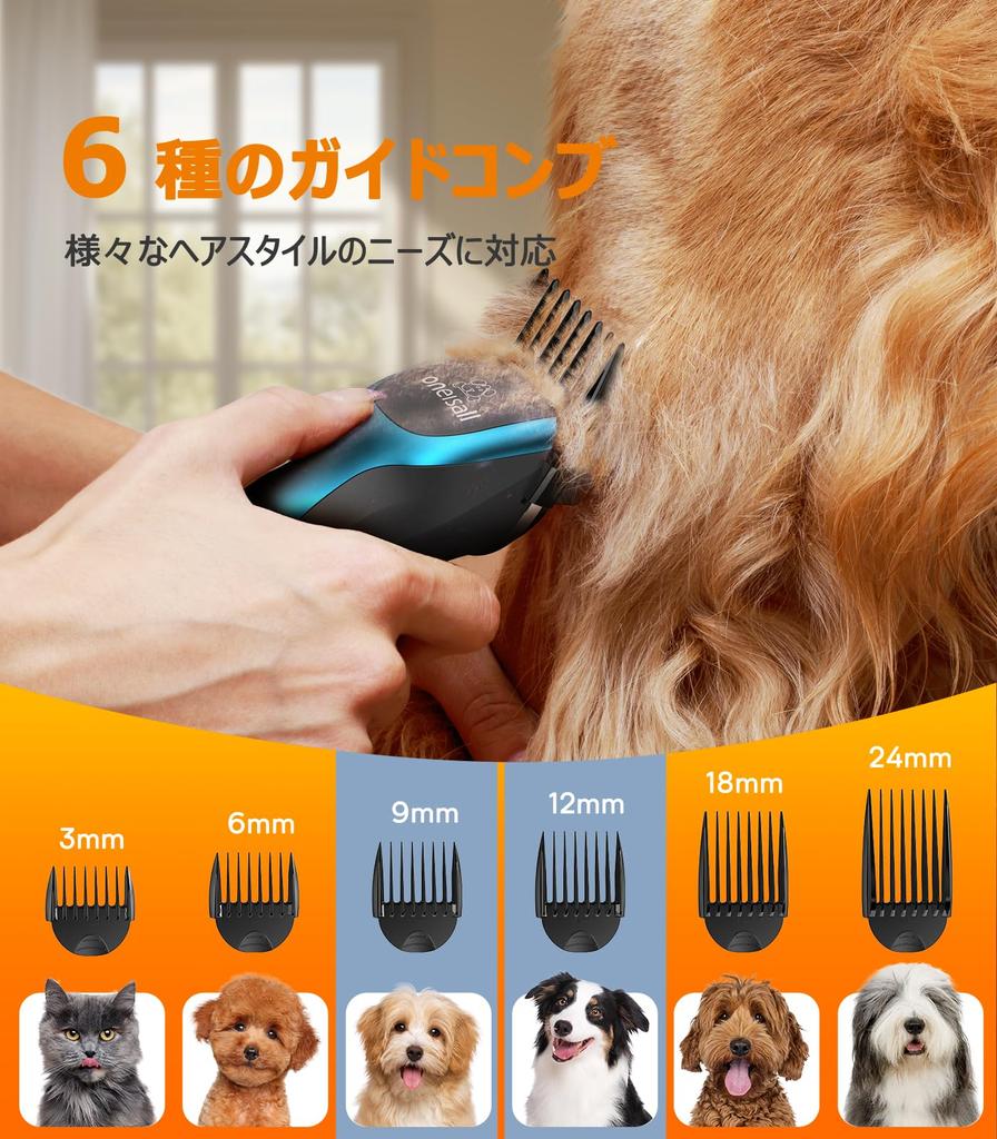 Oneisall Dog Low Vibration and Low Pet Clippers for Professionals and Safety LED High Power Adjustable Cutting Thick Body 2000mAh High For All Dog