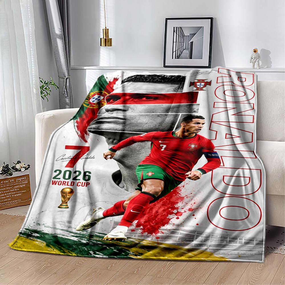 Ronaldo Cr7 Football Legend Blanket Warmthful Decor Perfect for Office Bedding Seaside All-Season Use Modern Ideal Gift For Birthday Valentine'S Day