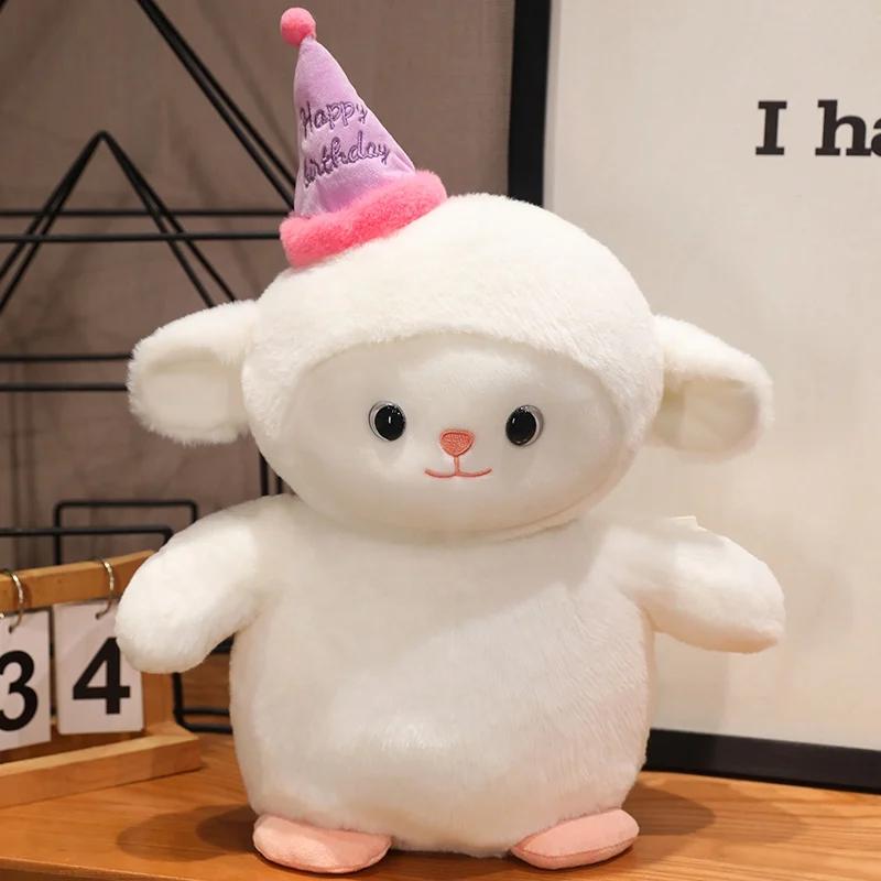 

Мультяшный день рождения пингвин овца утка плюшевая игрушка милый плюшевый праздничный колпак животное дети дети кукла мягкая подушка подарок на день рождения 25cm