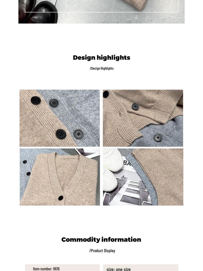 PLUS Suye Women's Chic V-Neck Cashmere Knit Vest, Sleeveless, Loose Fit, Plus Size