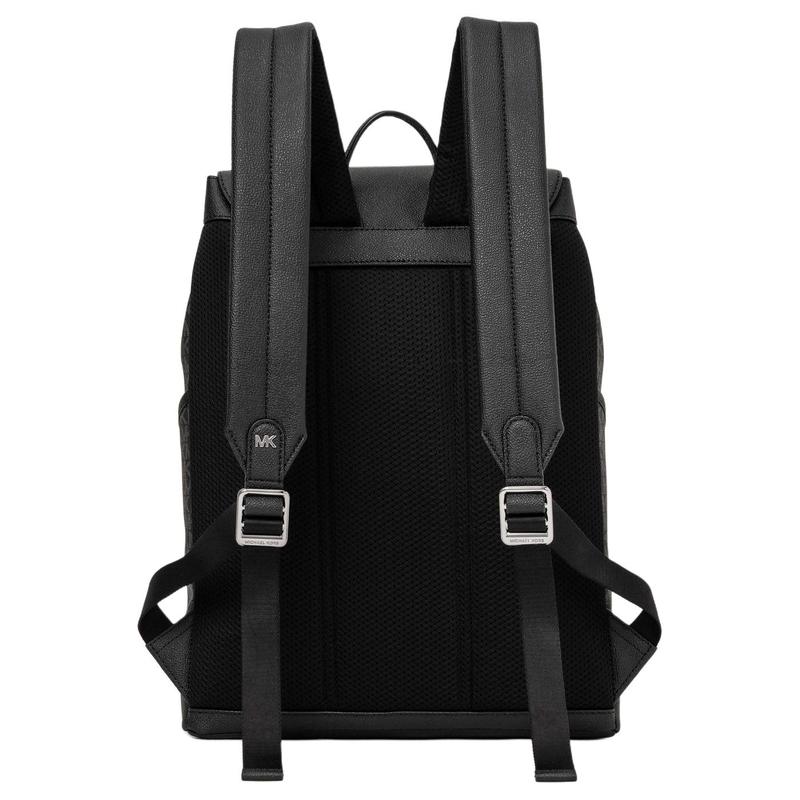 MICHAEL KORS Hudson Tonal Metal Logo Sign Coated Canvas Backpack Regular Men's Black