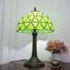 Green Christmas Table Lamp Stained Glass Bedside Table Lamp Desk Reading Light 12 Inches Bedroom Home Office Decor Lamp