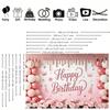 1pc Pink Rose Birthday Background Banner Suitable for Birthday Celebrations Photography Backdrop Anniversary